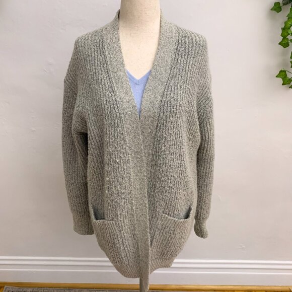 Calvin Klein Jeans Chunky Knit Wool Gray Sweater Cardigan Size M - Picture 3 of 10